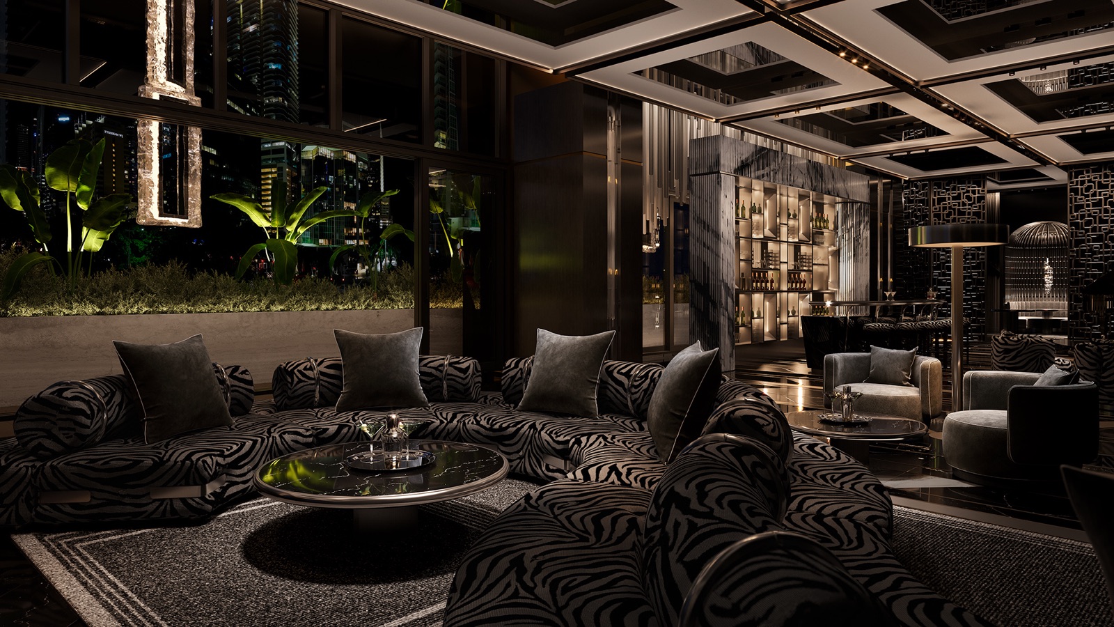 888 Brickell Lounge Bar — Dolce&Gabbana interior with Italian craftsmanship throughout.